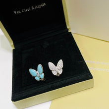 18K Two Butterfly Turquoise Earrings
