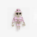 18K CC 24B Pink & Black Robot Gold Brooch