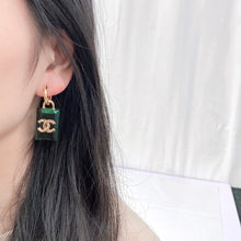 18K CC Green Perfume Bottle Earrings