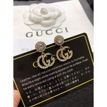 18K Double G GG Crystal Pendant Earrings