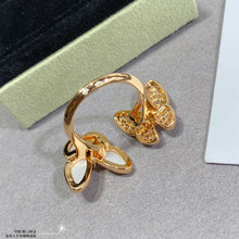 18K Two Butterfly Between the Finger Pearl Ring