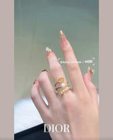 18K CD Star Pearl Ring