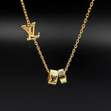 18K Louis Damier Rings Pendant Necklace