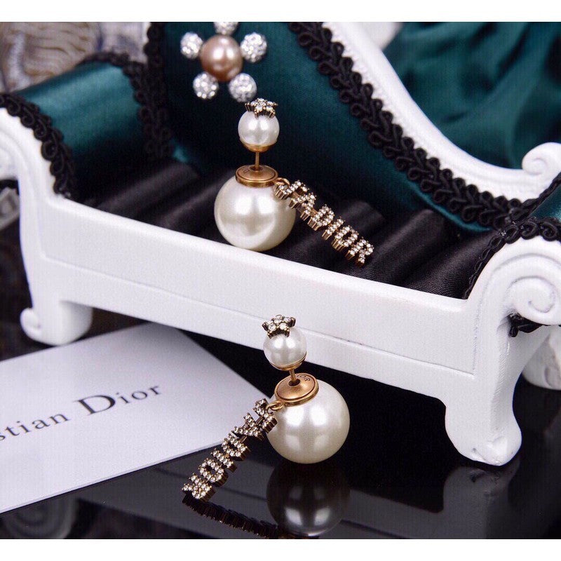 18K CD J'Adior Pearl Earrings