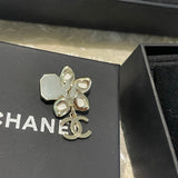18K CC Pink Flower Gold Earring