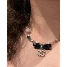 18K CC Crystal Bow Necklace