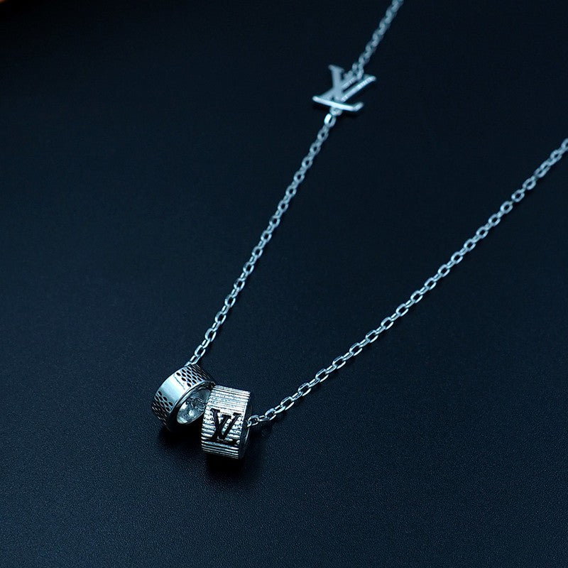 18K Louis Damier Rings Pendant Necklace