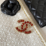 18K CC Red & Brown Pearl Gold Brooch