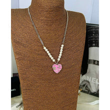 18K CC Pink & Black Heart Pearl Necklace