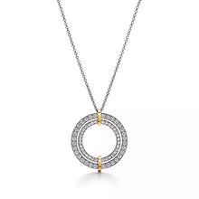 18K T Edge Circle Diamond Pendant Necklace